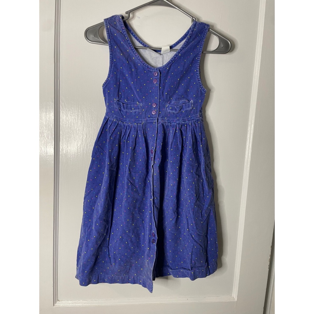 Vintage Samara Kids Dress Corduroy Purple Polka Dot Sleeveless‎ Button Up 10/12